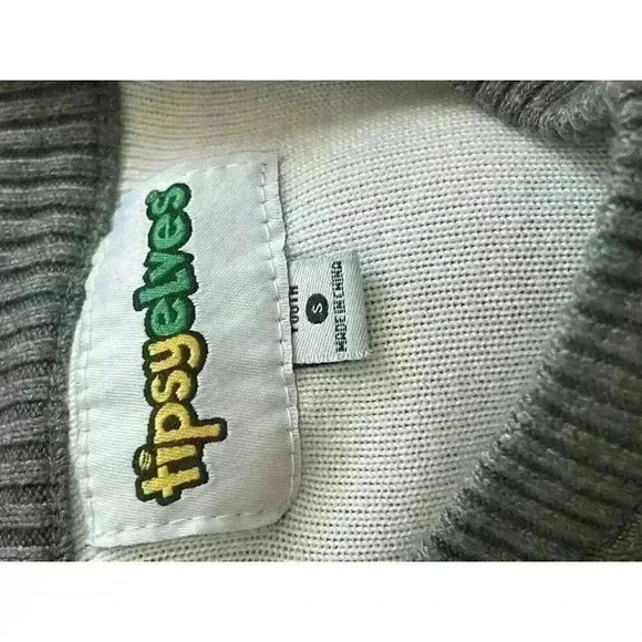 Tipsy Elves Size YOUTH Small Sequined Snowman Christmas Sweater Gray - Picture 3 of 5